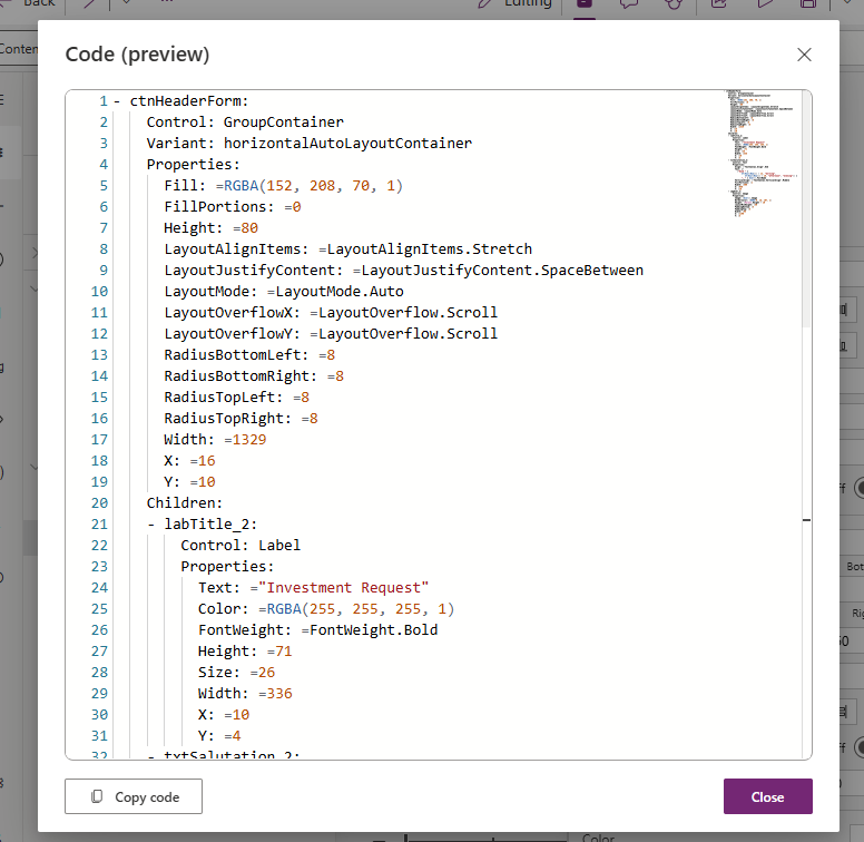 YAML in Power App Canvas